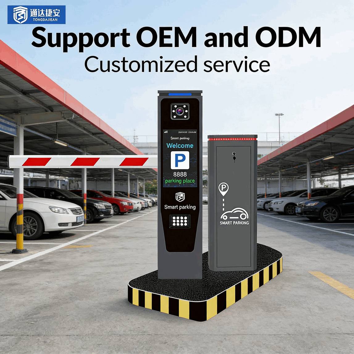 Articulated Folding Arm Boom Barrier Gate for Underground Basements – Long-Range RFID and Remote Access Control System